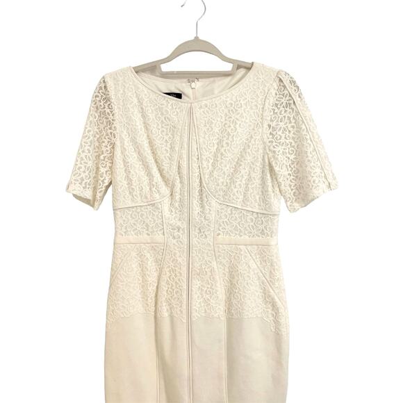 Ivy & Blue White Dress Lace Overlay Short Sleeve 6 Romantic Bride Feminine - Picture 2 of 9